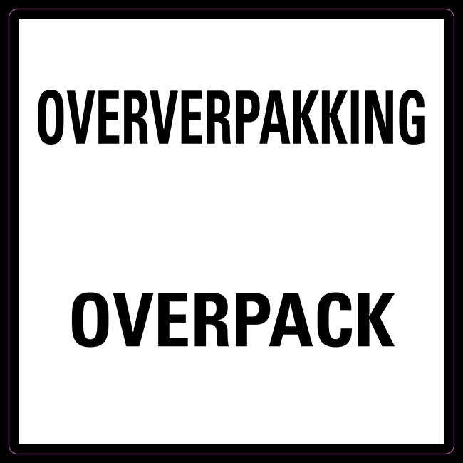 Overpack 2-talig etiket (polypropyleen op rol) 100 x 100 mm