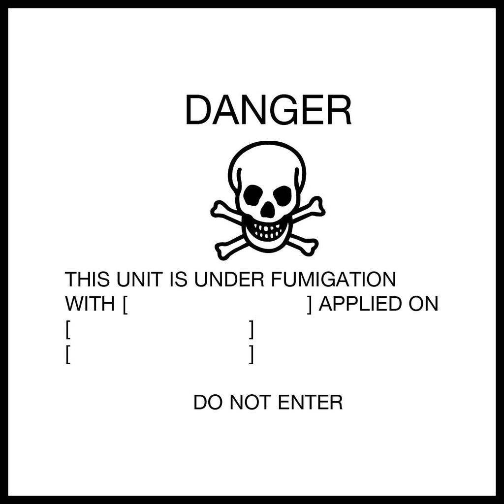 Fumigation Warning (DANGER) etiket 250 x 300 mm