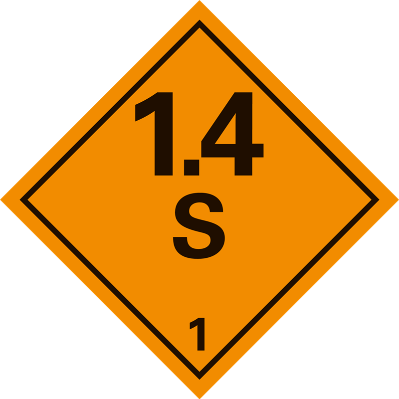 Klasse 1 Explosive etiket (1.4S) 100 x 100 mm