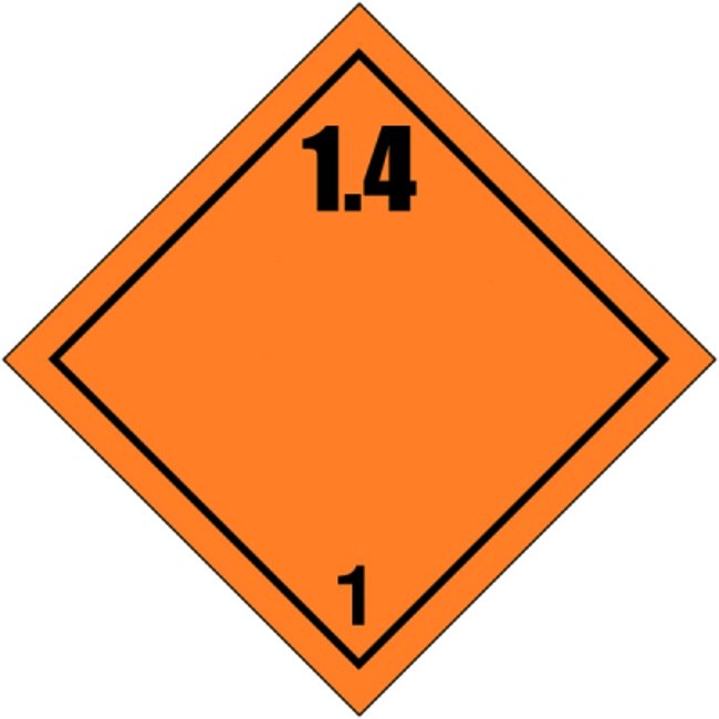 Klasse 1 Explosive etiket (1.4) 250 x 250 mm