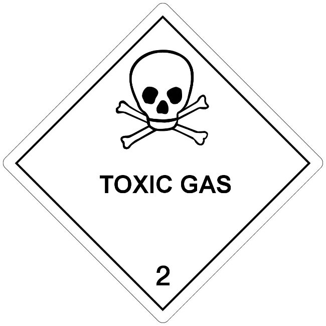 Klasse 2 Toxic Gas etiket (met tekst) 100 x 100 mm
