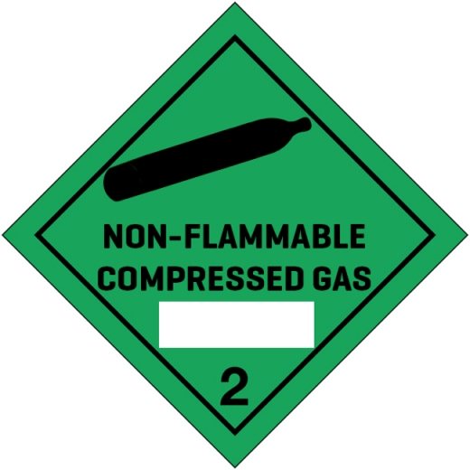 Klasse 2 Non Flammable Compressed Gas etiket(met UN vlak) 250 x 250 mm