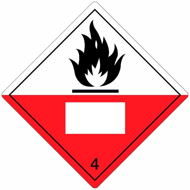 Klasse 4.2 Spontaneously Combustible etiket (met UN-vlak) 250 x 250 mm