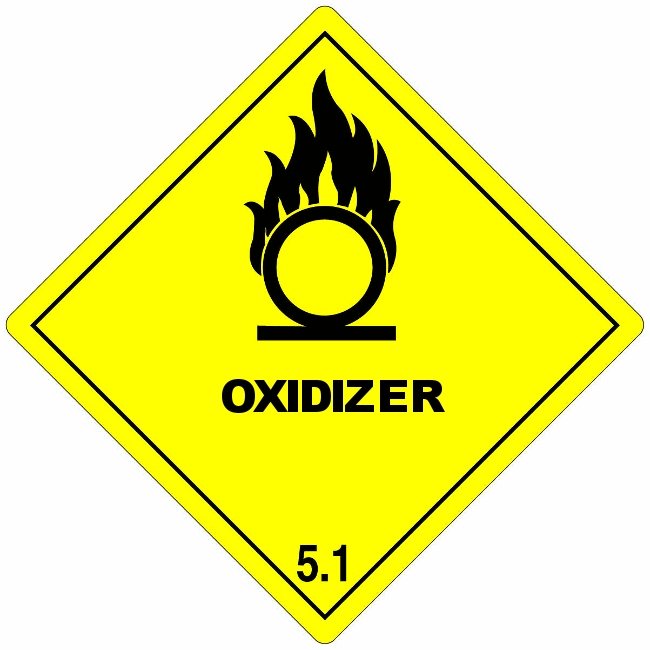 Klasse 5.1 Oxidizer (met tekst) 100 x 100 mm