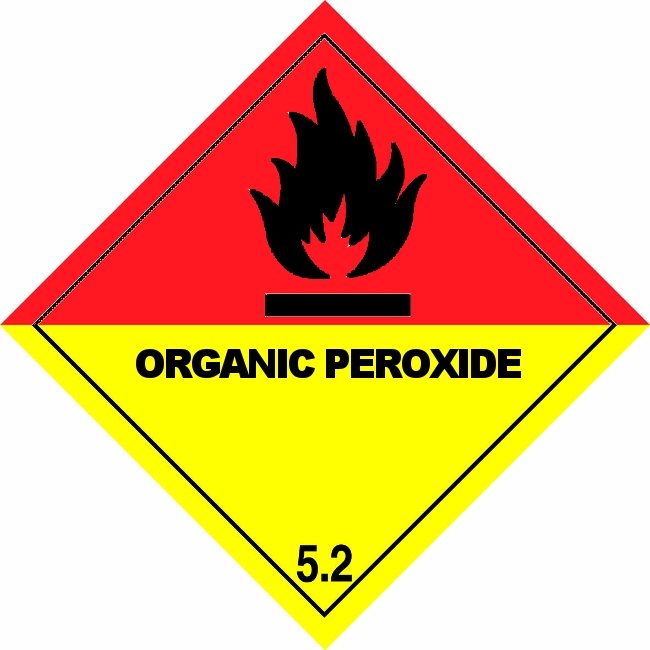Klasse 5.2 Organic Peroxide etiket (met tekst) 100 x 100 mm