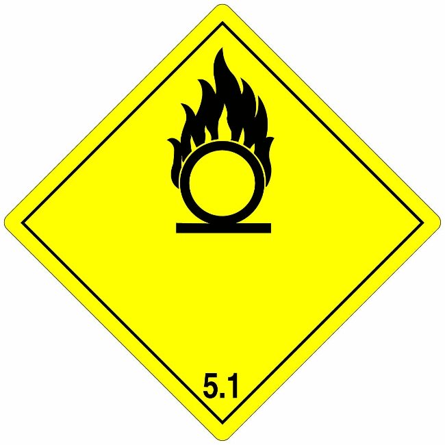 Klasse 5.1 Oxidizing Agent etiket (zonder tekst) 100 x 100 mm