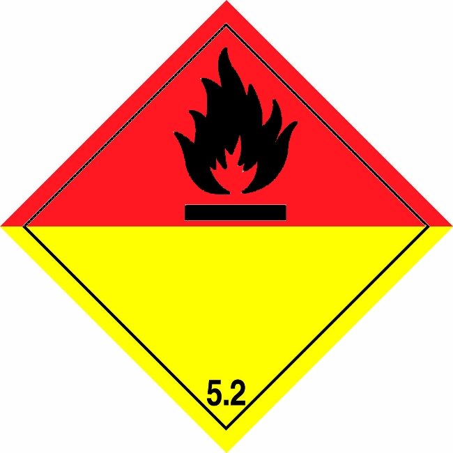 Klasse 5.2 Organic Peroxide etiket (zonder tekst) 100 x 100 mm