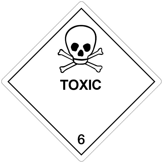 Klasse 6.1 Toxic etiket (met tekst) 100 x 100 mm