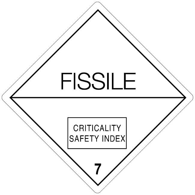 Klasse 7 Fissile etiket 100 x 100 mm