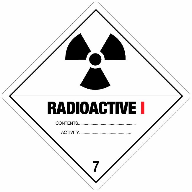 Klasse 7 Radioactive 1 etiket 250 x 250 mm