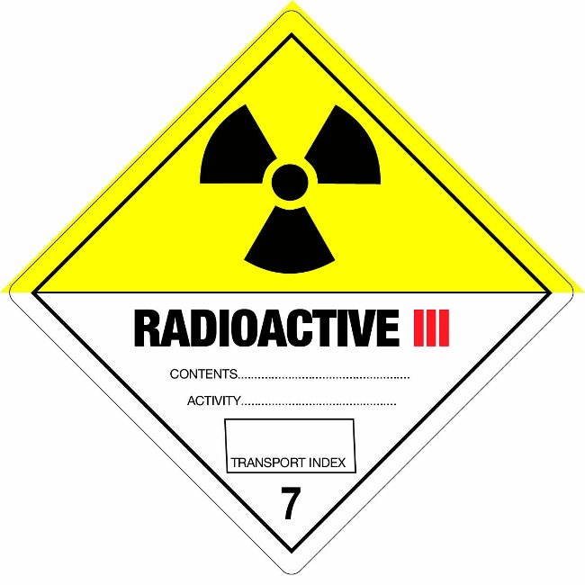 Klasse 7 Radioactive 3 etiket 250 x 250 mm