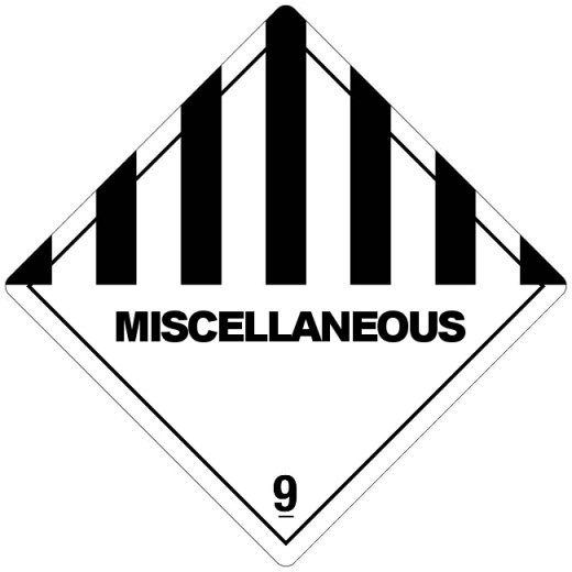 Klasse 9 Miscellaneous etiket (met tekst) 100 x 100 mm