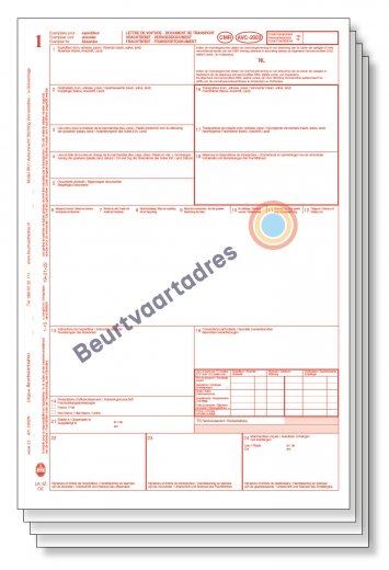Genummerde CMR 4-voud  laser vrachtbrief (volgorde 1,2,3,4)