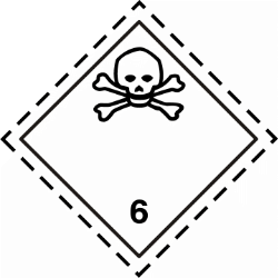 Klasse 6.1 Toxic etiket (zonder tekst, met stippellijn) 100 x 100 mm 