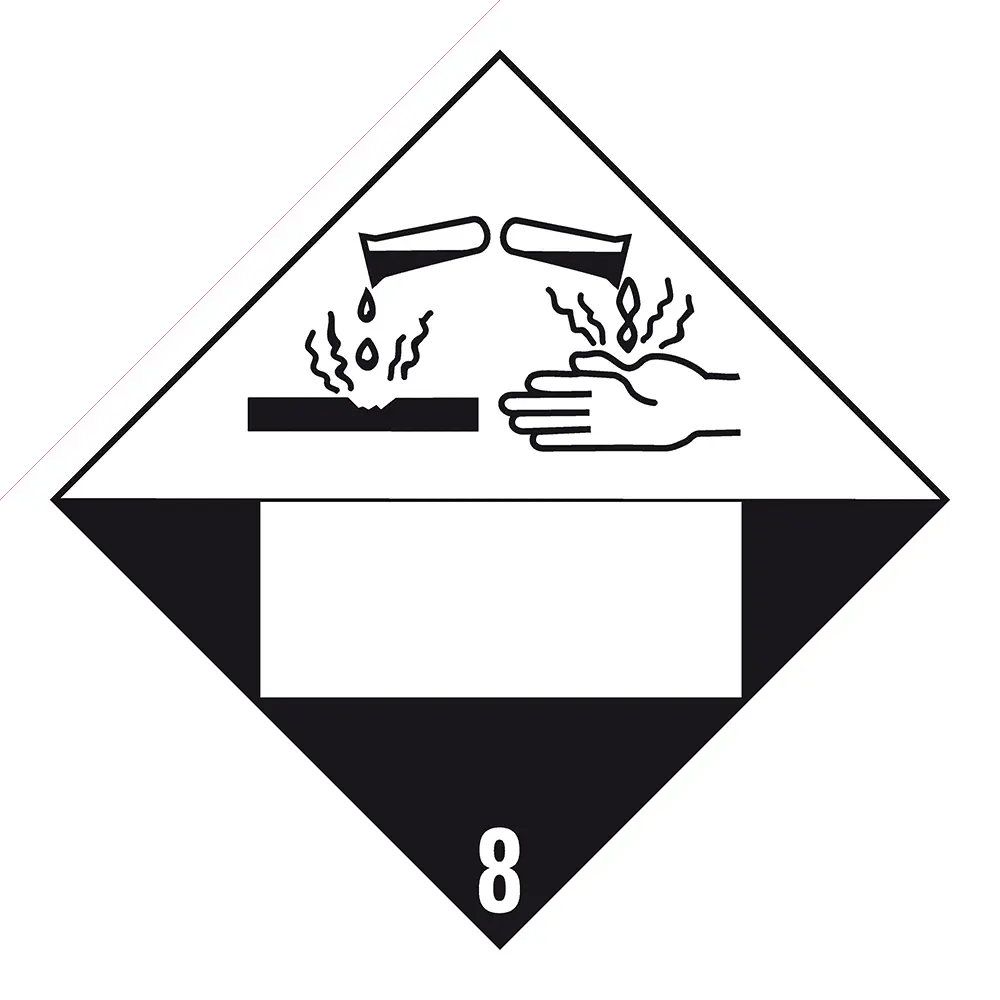 Klasse 8 Corrosive (met UN Vlak) 250 x 250 mm