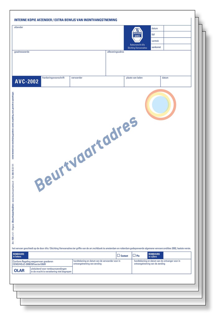 Remboursvrachtbrief 4-voud laser Model OLAR