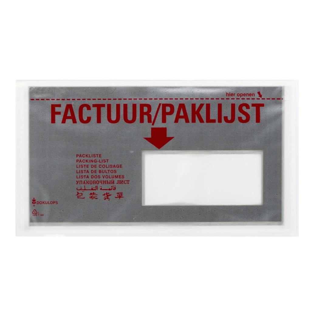 Dokulop Model EA5/6 Factuur / Paklijst venster rechts Inwendig formaat 220 x 115 mm