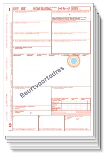 CMR 5-voud laser vrachtbrief niet zelfdoorschrijvend (volgorde 1,2,3,4,5)