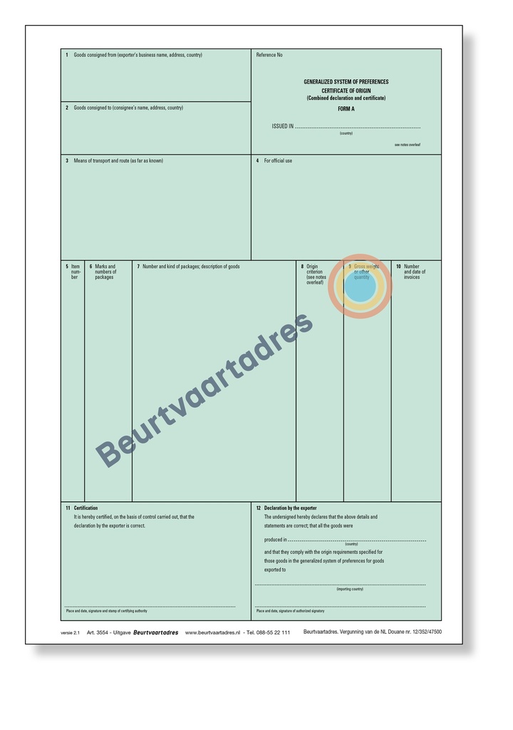 Certificaat Form A 1-voud laser