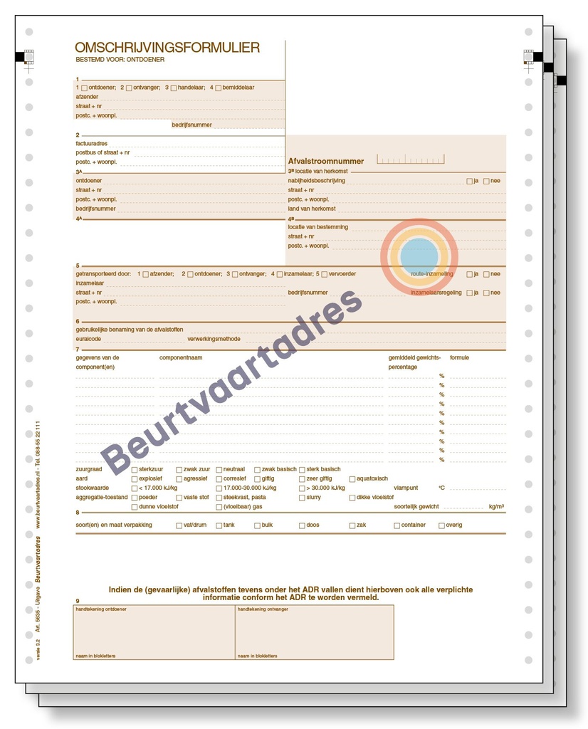 Omschrijvingsformulier 3-voud kettingformulier (volgorde 1,2,3)