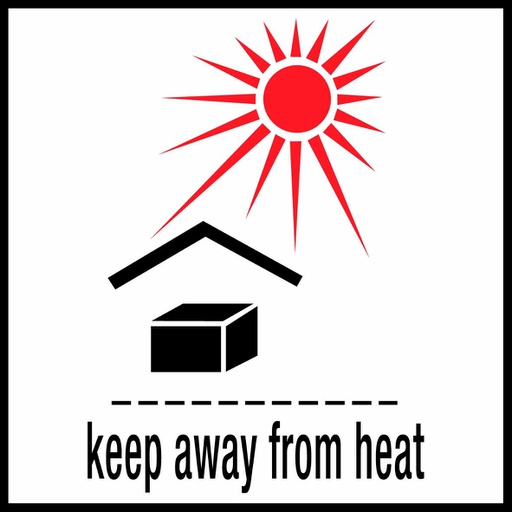 [80511] Keep Away From Heat etiket (polypropyleen op rol) 74  x 105 mm