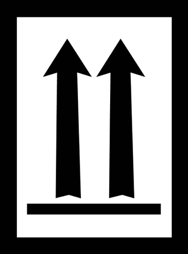 [80512] Deze kant boven houden etiket (polypropyleen op rol) 74 x 105 mm