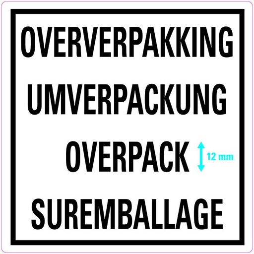 [80525] Overpack 4-talig etiket (polypropyleen op rol) 100 x 100 mm