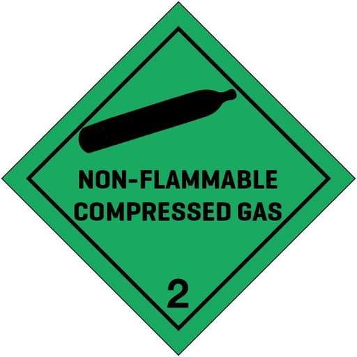 [82405] Klasse 2 Non Flammable Compressed Gas etiket (met tekst) 100 x 100 mm