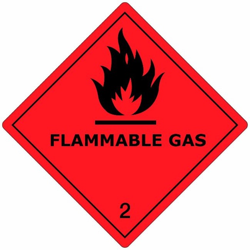[82409] Klasse 2 Flammable Gas etiket (met tekst) 100 x 100 mm 