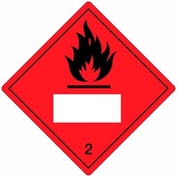 [82607] Klasse 2 Flammable Gas etiket (met UN-vlak) 250 x 250 mm