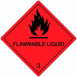 [83603] Klasse 3 Flammable Liquid etiket (met  tekst)  250 x 250 mm