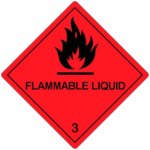 [83603] Klasse 3 Flammable Liquid etiket (met  tekst)  250 x 250 mm