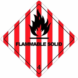 [84403] Klasse 4.1 Flammable Solid etiket (met tekst) 100 x 100 mm