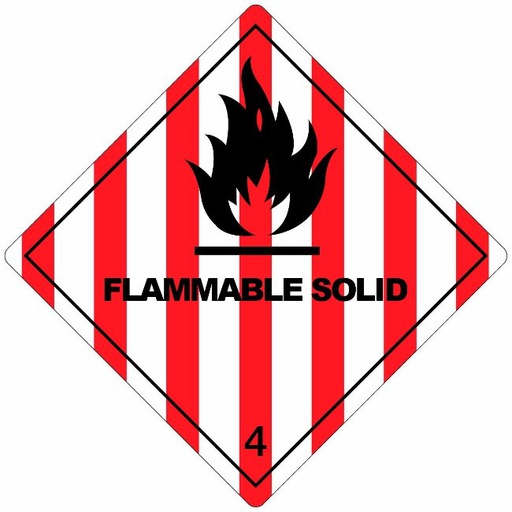 [84504] Klasse 4.1 Flammable Solid etiket (met tekst) 100 x 100 mm