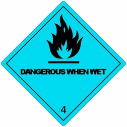 [84511] Klasse 4.3 Dangerous when wet etiket (met tekst) 100 x 100 mm