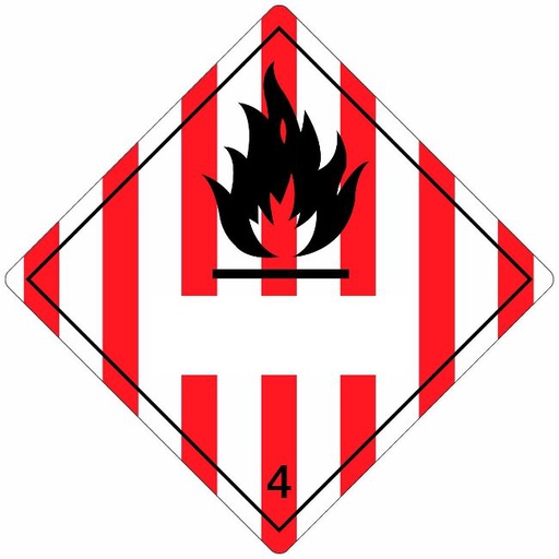 [84603] Klasse 4.1 Flammable Solid etiket (met UN-vlak) 250 x 250 mm