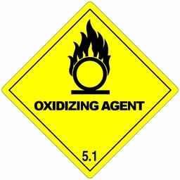 [85403] Klasse 5.1 Oxidizing Agent etiket (met tekst) 100 x 100 mm
