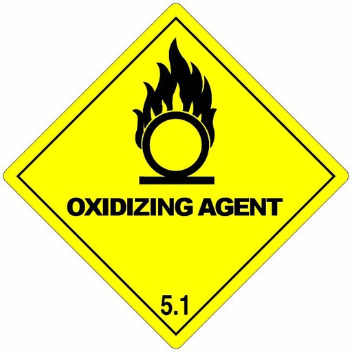 [85404] Klasse 5.1 Oxidizing Agent etiket (met tekst) 100 x 100 mm