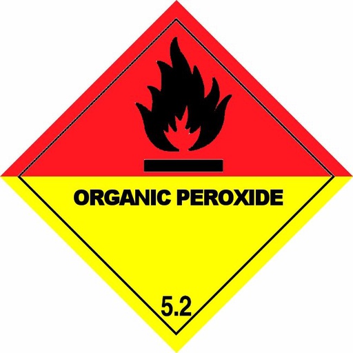 [85605] Klasse 5.2 Organic Peroxide etiket (met tekst) 250 x 250 mm