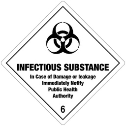 [86407] Klasse 6.2 Infectious Substance etiket (met tekst) 100 x 100 mm
