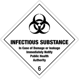 [86508] Klasse 6.2 Infectious Substance etiket (met tekst) 100 x 100 mm