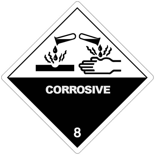 [88603] Klasse 8 Corrosive (met tekst) 250 x 250 mm