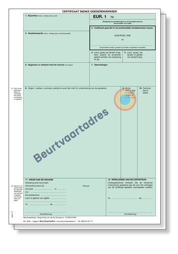 [3242] Certificaat goederenverkeer EUR1 2-voud laser