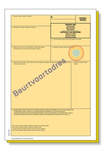 [3255] Certificaat van Oorsprong (CVO) 2-voud laser