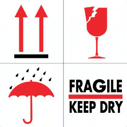 [80552] Pijl/Glas/Paraplu/Fragile 100 x 100 mm