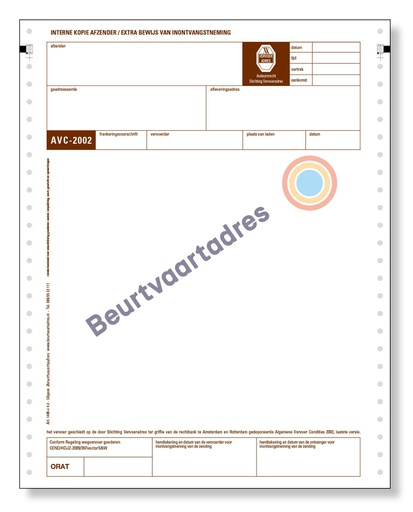 [1385] AVC 4-voud kettingformulier ongenummerd Model ORAT gepersonaliseerd
