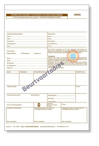 [1630] Koeriersvrachtbrief Model OKRS gepersonaliseerd