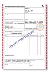 [2070] Shipper's declaration Enkelvoud - Laserdocument met vakkenindeling