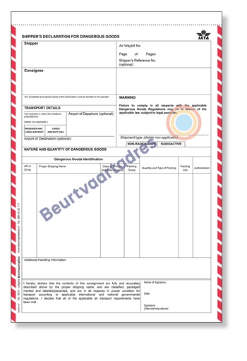 [2072] Shipper's declaration 3-voud handmatige set