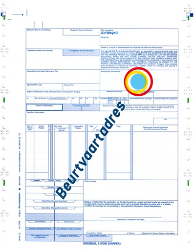 [2088] Master Air waybill blanco